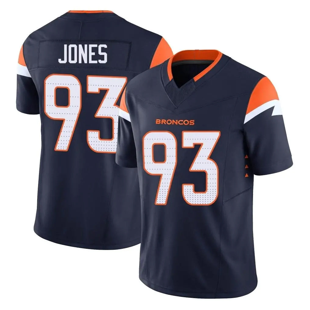 D.Broncos #93 D.J. Jones Player Navy Limited Vapor F.U.S.E. Home Game Gdoa Stitched Jerseys