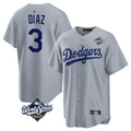 LA.Dodgers #3 Edwin D¨ªaz Player Gray World Series Game Fdoa Stitched Jerseys