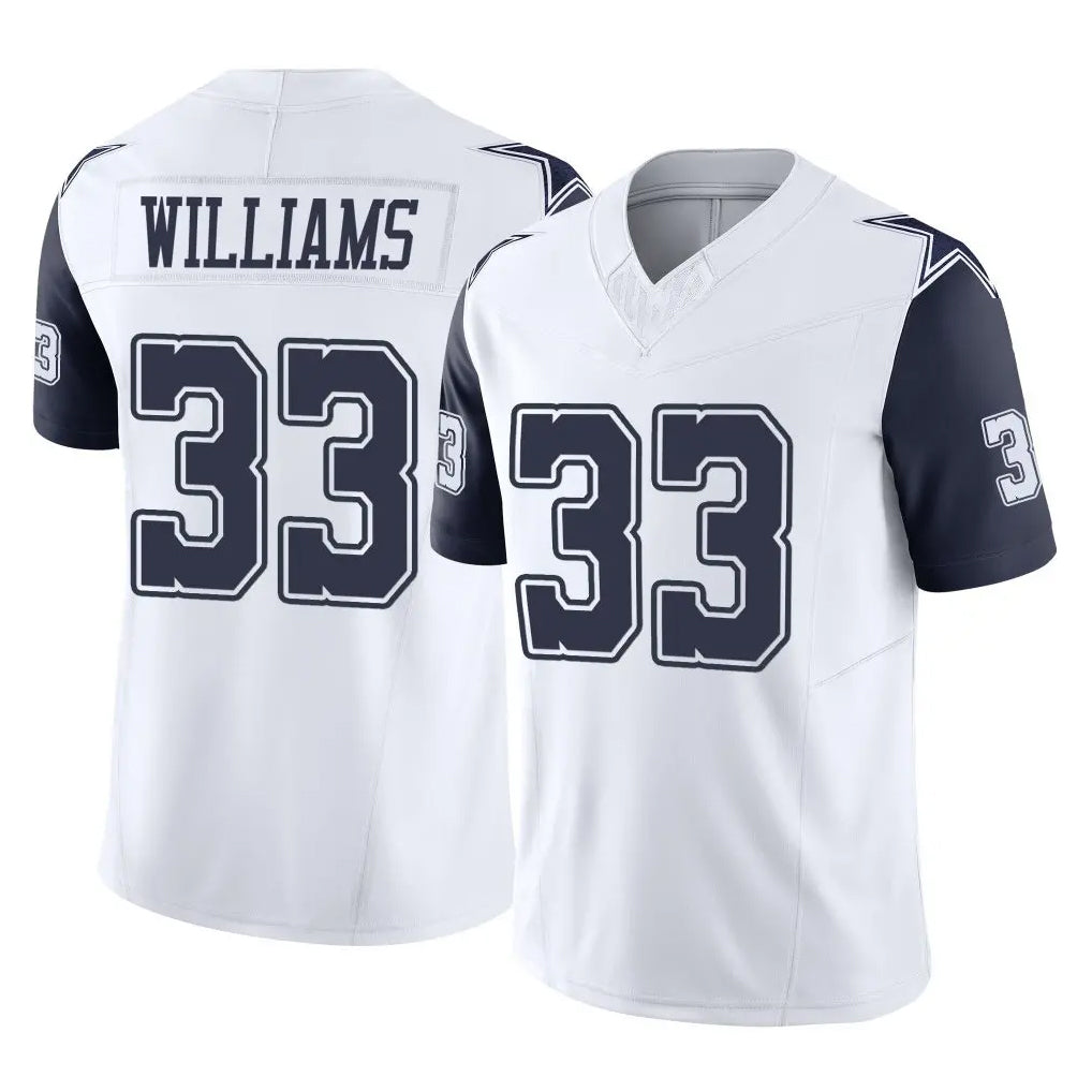D.Cowboys #33 Javonte Williams Player White-Navy Limited Vapor F.U.S.E. Home Game Gdoa Stitched Jerseys