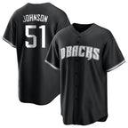 A.Diamondbacks #51 Randy Johnson Player Black White Replica Alternate Stitched Jerseys