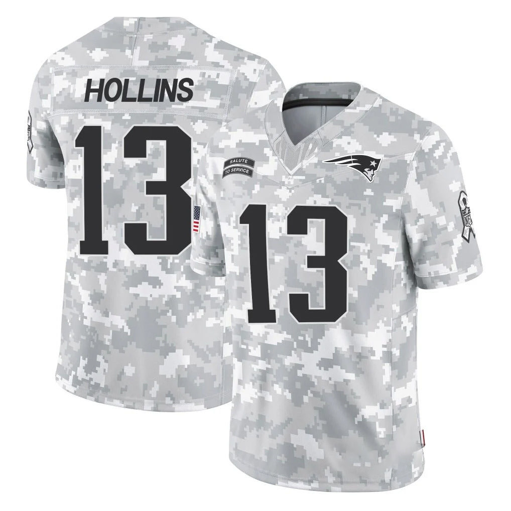 NE.Patriots #13 Mack Hollins Player Arctic Camo Salute To Service Limited Game Gdoa Stitched Jerseys