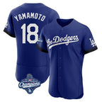 LA.Dodgers #18 Yoshinobu Yamamoto Player Royal World Series Meet City Connect Elite Home Fdoa Stitched Jerseys
