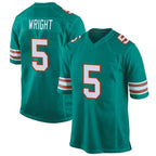 M.Dolphins #5 Jaylen Wright Player Aqua Alternate Home Game Gdoa Stitched Jerseys