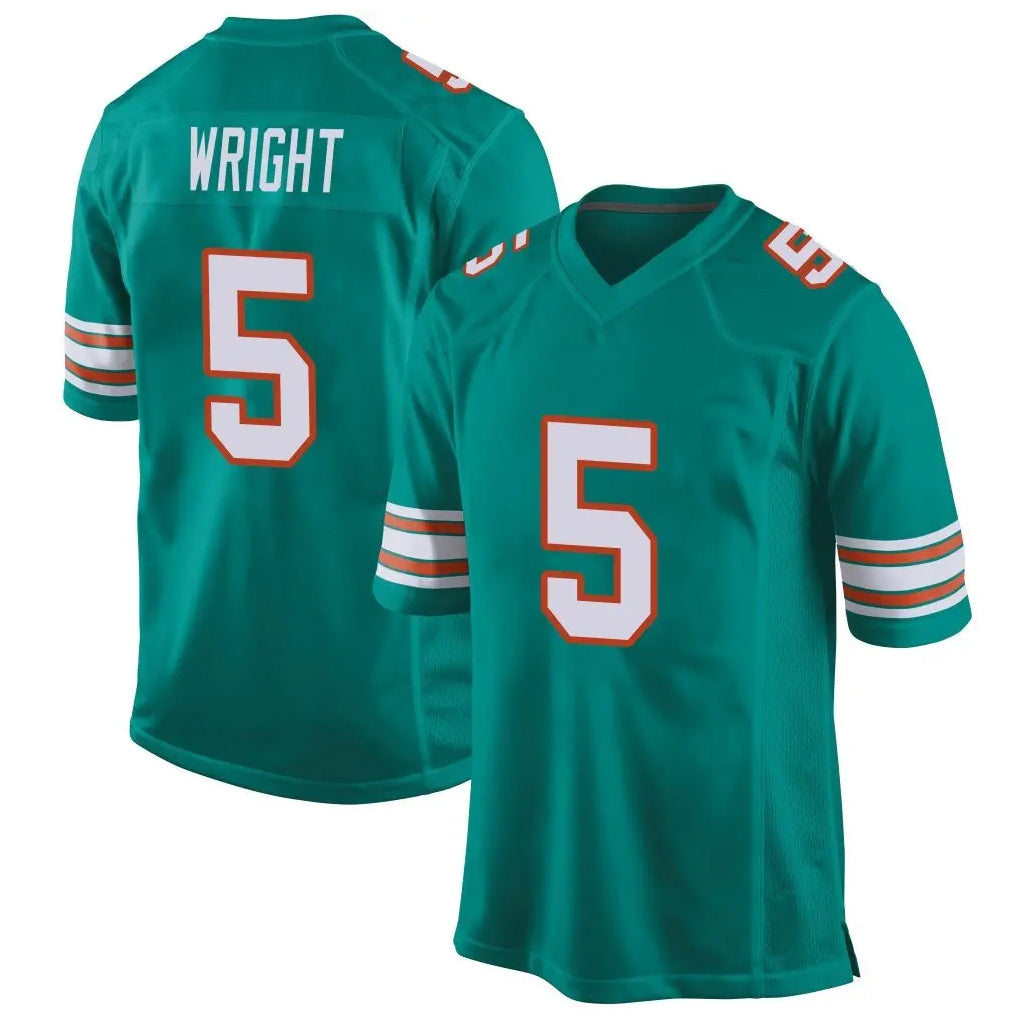 M.Dolphins #5 Jaylen Wright Player Aqua Alternate Home Game Gdoa Stitched Jerseys