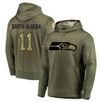 S.Seahawks #13 Ernest Jones IV Player Olive Salute to Service Pullover Hoodie Home Game Gdoa Stitched Jerseys