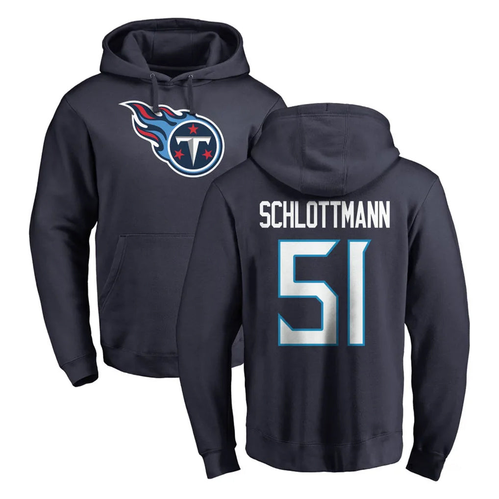 T.Titans #51 Austin Schlottmann Player Navy Logo Pullover Hoodies Home Game Gdoa Stitched Jerseys