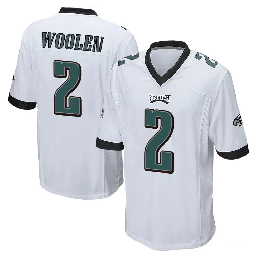P.Eagles #2 Riq Woolen Player White Home Game Gdoa Stitched Jerseys