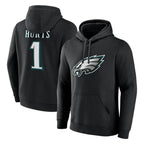 P.Eagles #1 Jalen Hurts Player Black Pullover Hoodies Home Game Gdoa Stitched Jerseys