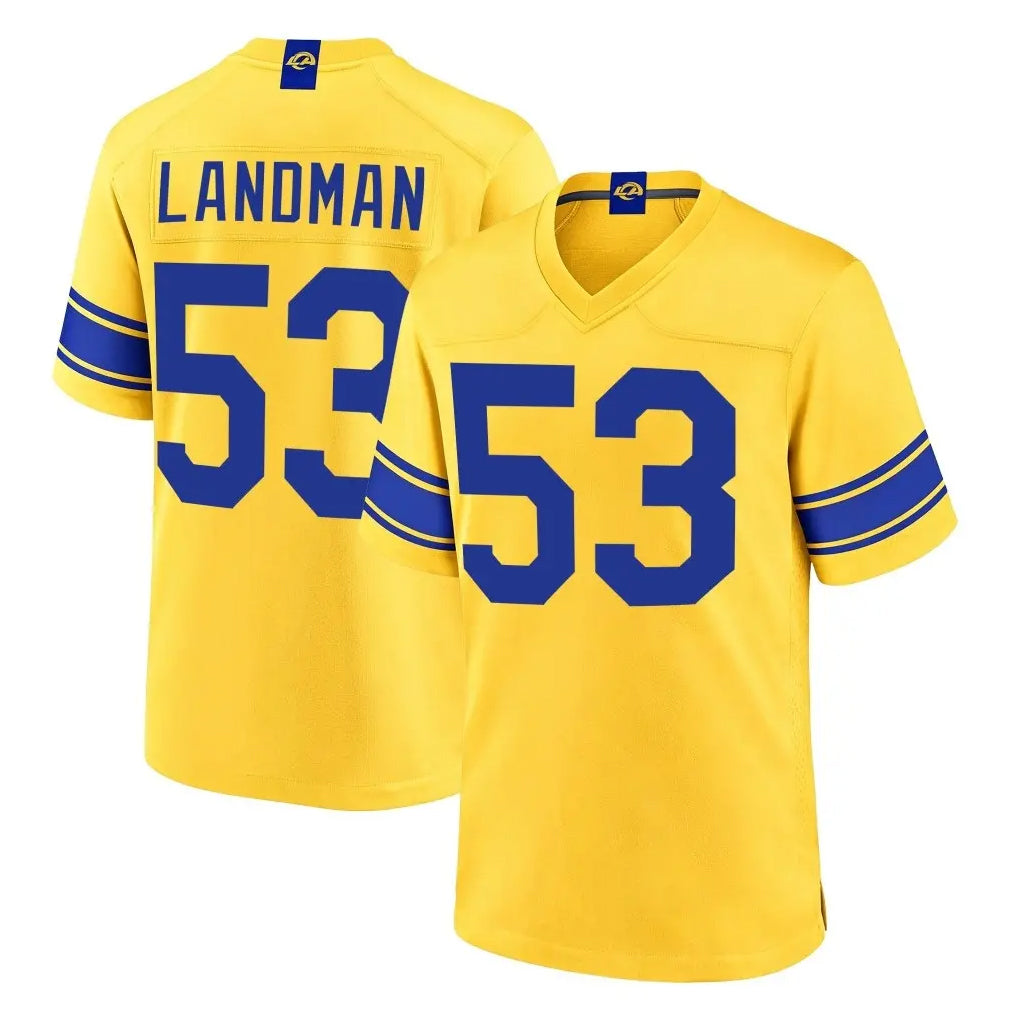 LA.Rams #53 Nate Landman Player Gold Classic Sol Home Game Gdoa Stitched Jerseys