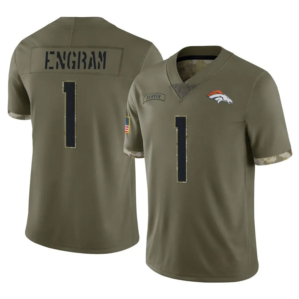 D.Broncos #1 Evan Engram Player Olive Salute To Service Limited Gdoa Stitched Jerseys