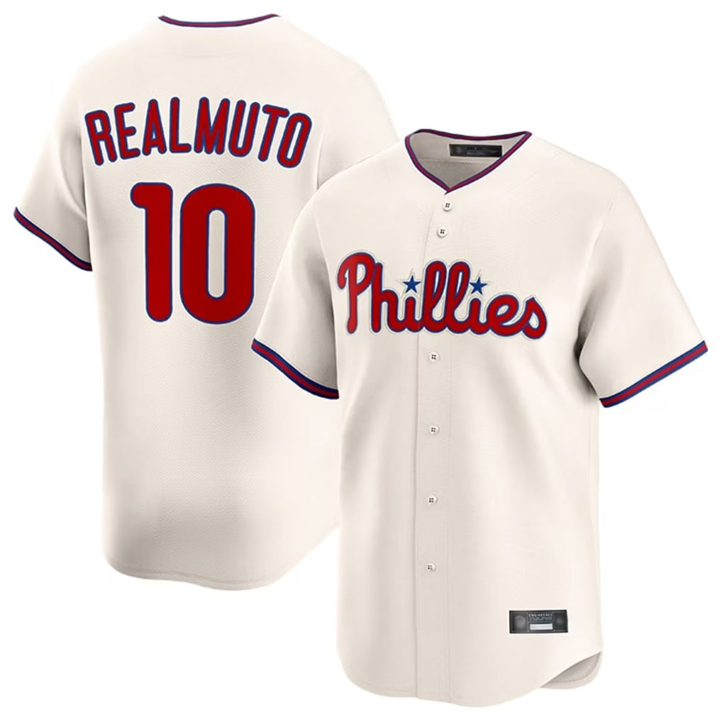 P.Phillies #10 J.T. Realmuto Player Cream Home Limited Fdoa Stitched Jerseys