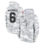 TB.Buccaneers #6 Baker Mayfield Player Arctic Camo Limited Salute to Service Pullover Hoodies Game Gdoa Stitched Jerseys