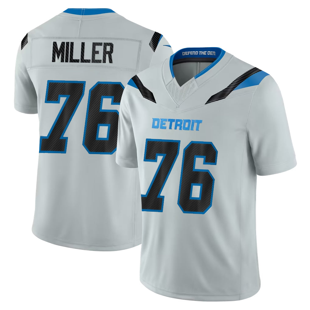 D.Lions #76 Blake Miller Player Silver Limited 2026 Rivalries Collection Home Game Gdoa Stitched Jerseys