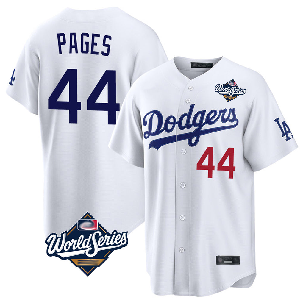 LA.Dodgers #44 Andy Pages Player White World Series Home Game Fdoa Stitched Jerseys