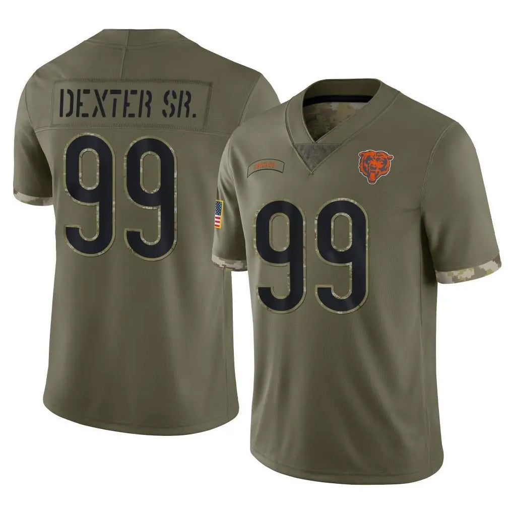 C.Bears #99 Gervon Dexter Sr. Player Olive Salute to Service Limited Game Gdoa Stitched Jerseys