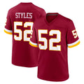 W.Commanders #52 Sonny Styles Player Burgundy Game Home Gdoa Stitched Jerseys
