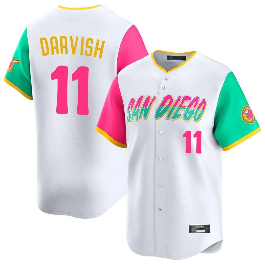 S.Diego Padres #11 Yu Darvish Player White City Connect Home Limited Fdoa Stitched Jerseys