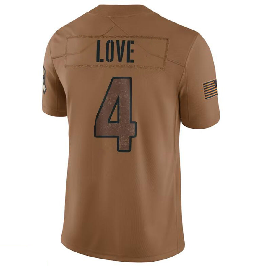 A.Cardinals #4 Jeremiyah Love Player Brown Limited Salute To Service Game Gdoa Stitched Jerseys