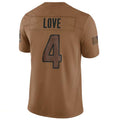 A.Cardinals #4 Jeremiyah Love Player Brown Limited Salute To Service Game Gdoa Stitched Jerseys