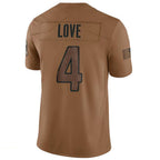 A.Cardinals #4 Jeremiyah Love Player Brown Limited Salute To Service Game Gdoa Stitched Jerseys