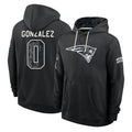 NE.Patriots #0 Christian Gonzalez Player 2026 Black Logo Pullover Hoodies Limited Game Gdoa Stitched Jerseys