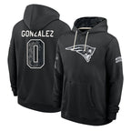 NE.Patriots #0 Christian Gonzalez Player 2026 Black Logo Pullover Hoodies Limited Game Gdoa Stitched Jerseys