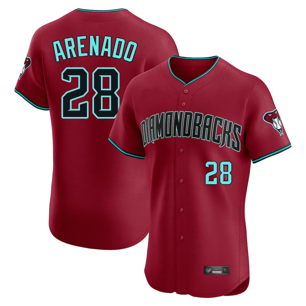 A.Diamondbacks #28 Nolan Arenado Player Red Limited Elite Home Game Gdoa Stitched Jerseys