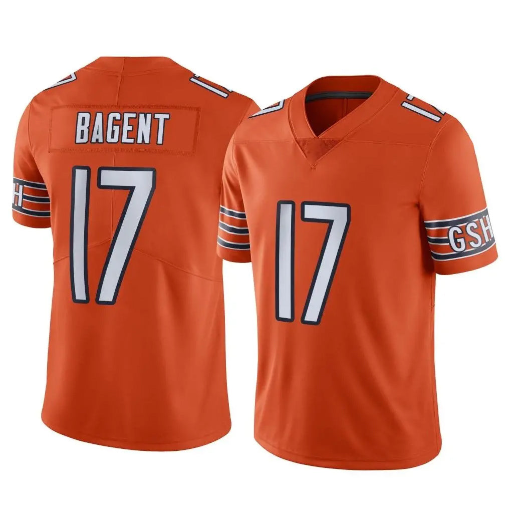 C.Bears #17 Tyson Bagent Player Orange Alternate Vapor Limited Home Game Gdoa Stitched Jerseys