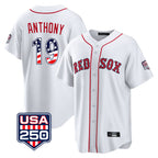 B.Red Sox #19 Roman Anthony Player White USA 250 Fourth of July Home Game Gdoa Stitched Jerseys