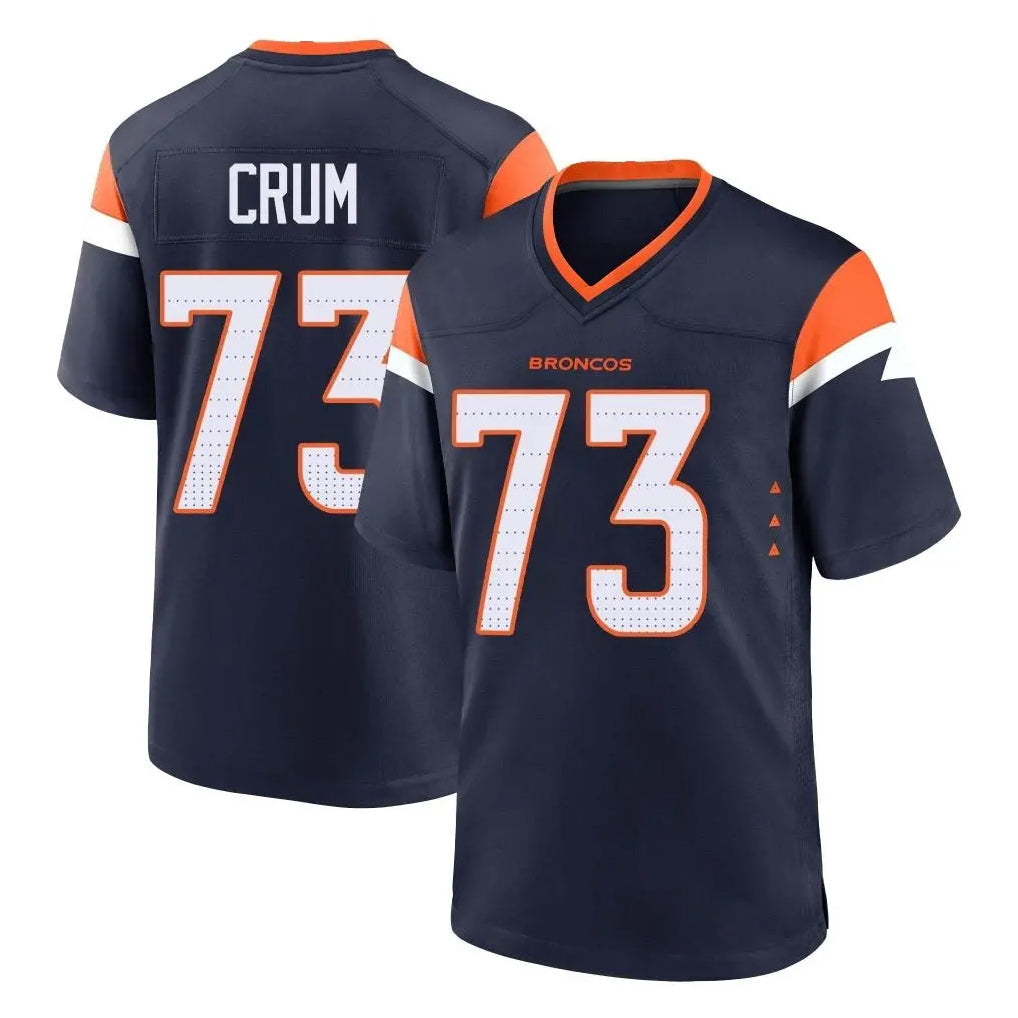 D.Broncos #73 Frank Crum Player Navy Home Game Gdoa Stitched Jerseys