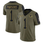 GB.Packers #1 Micah Parsons Player Olive Salute To Service Limited Game Gdoa Stitched Jerseys