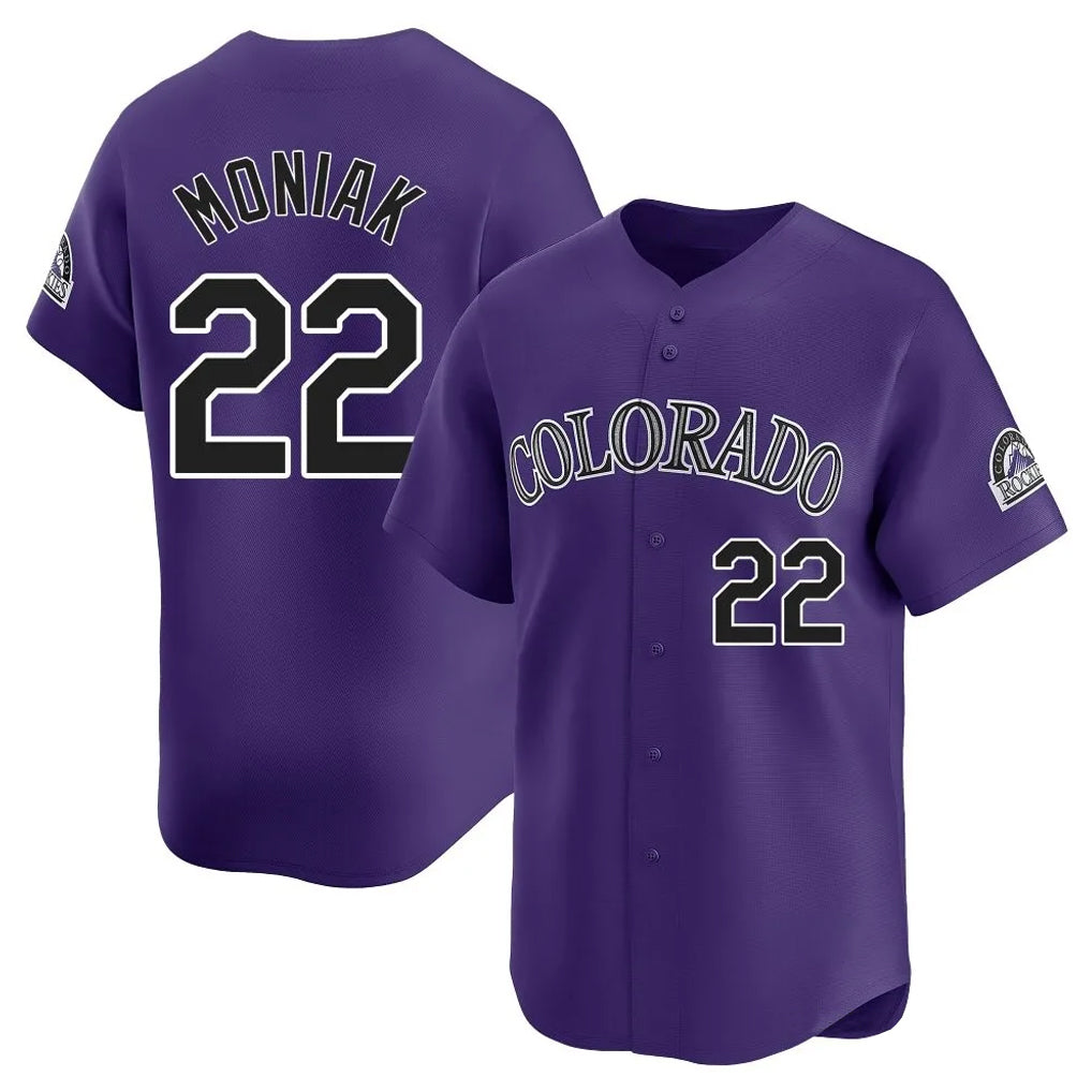 C.Rockies #22 Mickey Moniak Player Purple Limited Home Gdoa Stitched Jerseys