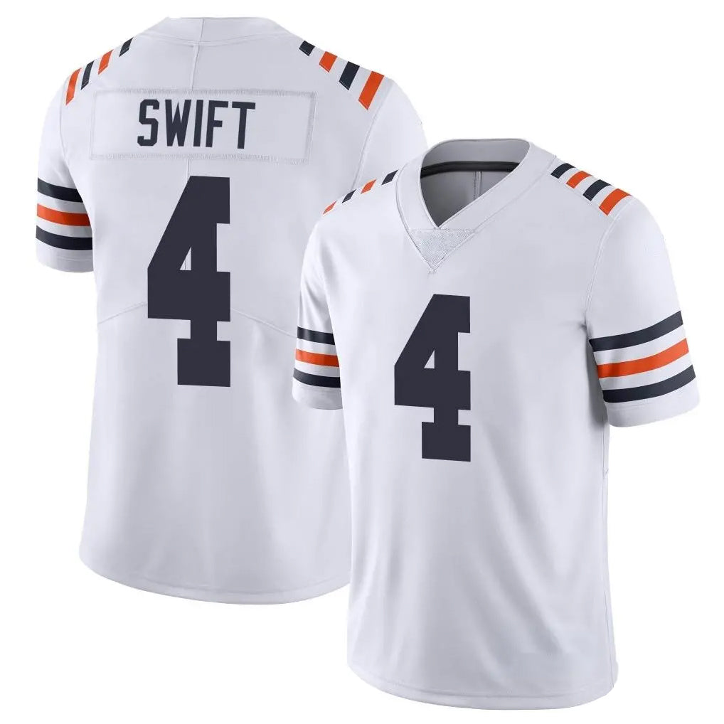 C.Bears #4 D'Andre Swift Player White Classic Vapor Limited Home Game Gdoa Stitched Jerseys