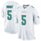 M.Dolphins #5 Jaylen Wright Player White Home Game Gdoa Stitched Jerseys
