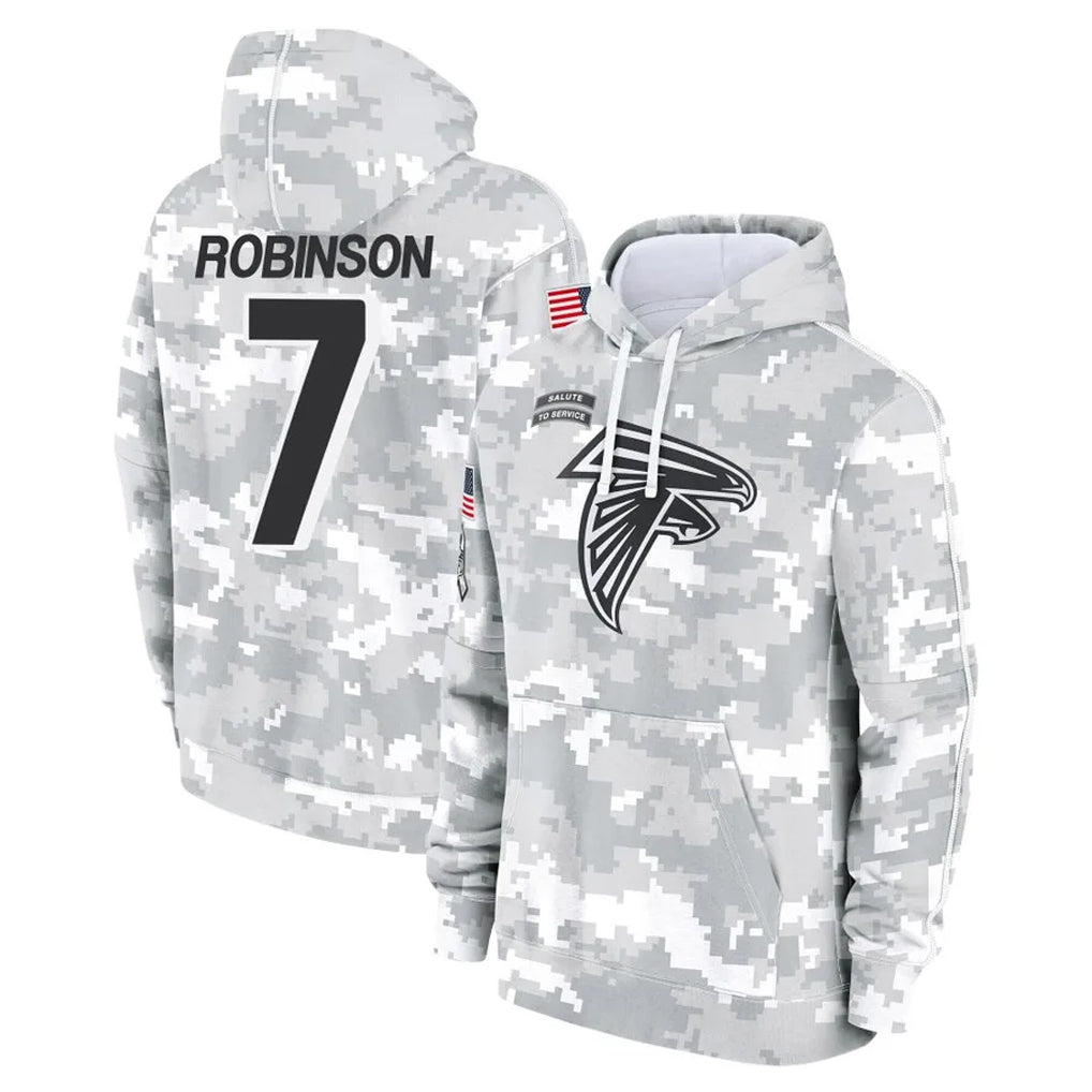 A.Falcons #7 Bijan Robinson Player Camo Arctic Salute to Service Hoodies Limited Gdoa Stitched Jerseys