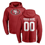 Custom SF.49ers Red LOGO Pullover Hoodies Home Game Any Name & Numbers Gdoa Stitched Jerseys