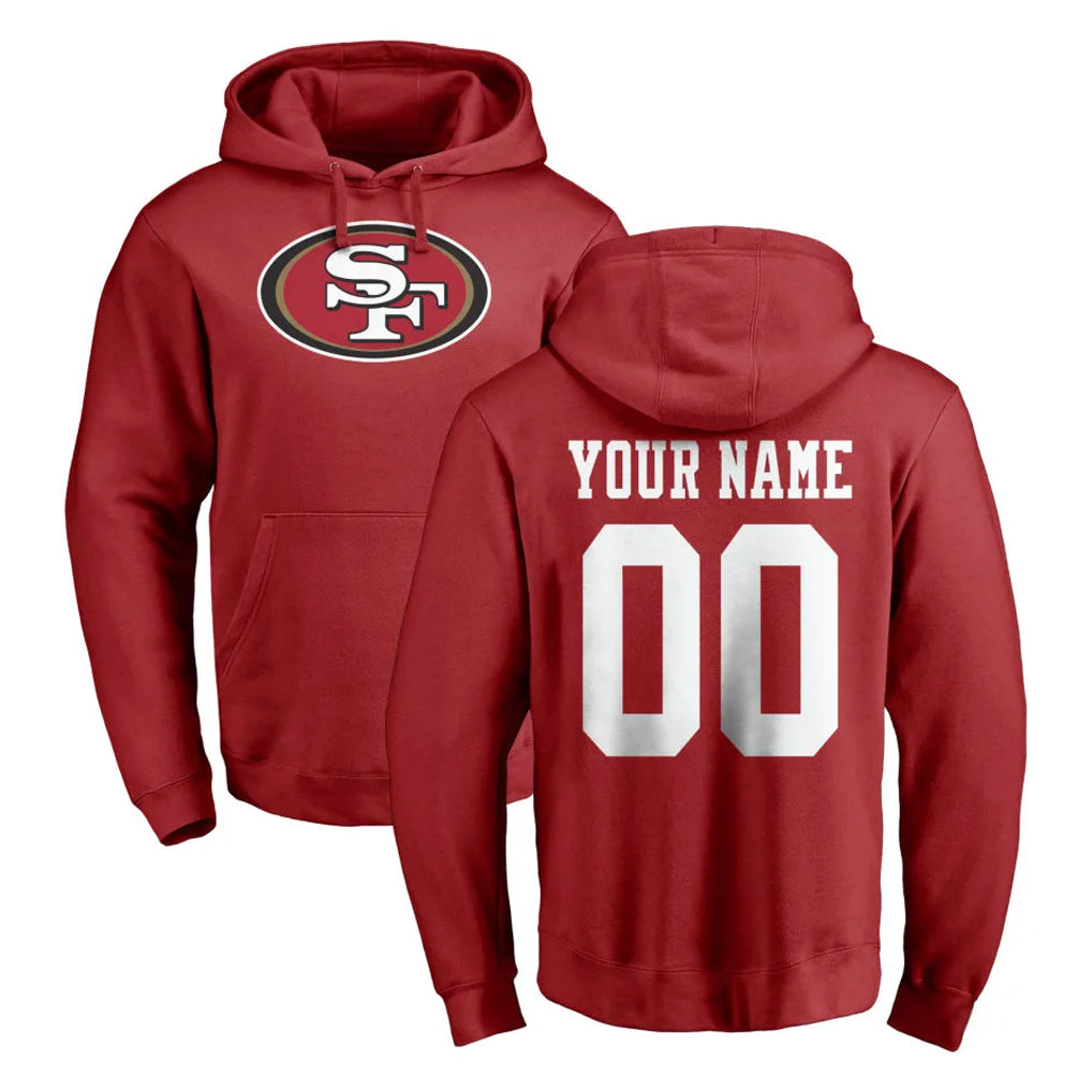 Custom SF.49ers Red LOGO Pullover Hoodies Home Game Any Name & Numbers Gdoa Stitched Jerseys