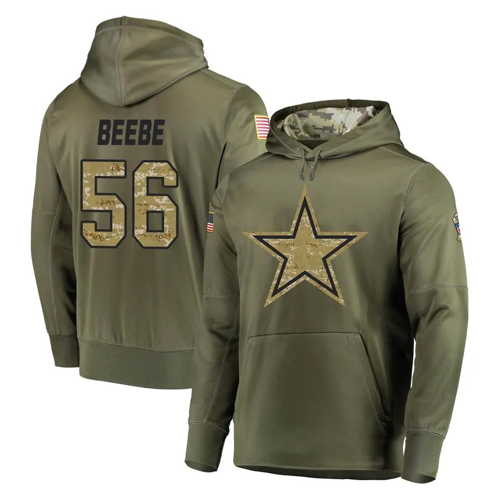 D.Cowboys #56 Cooper Beebe Player Olive Salute to Service Pullover Hoodies Home Game Gdoa Stitched Jerseys
