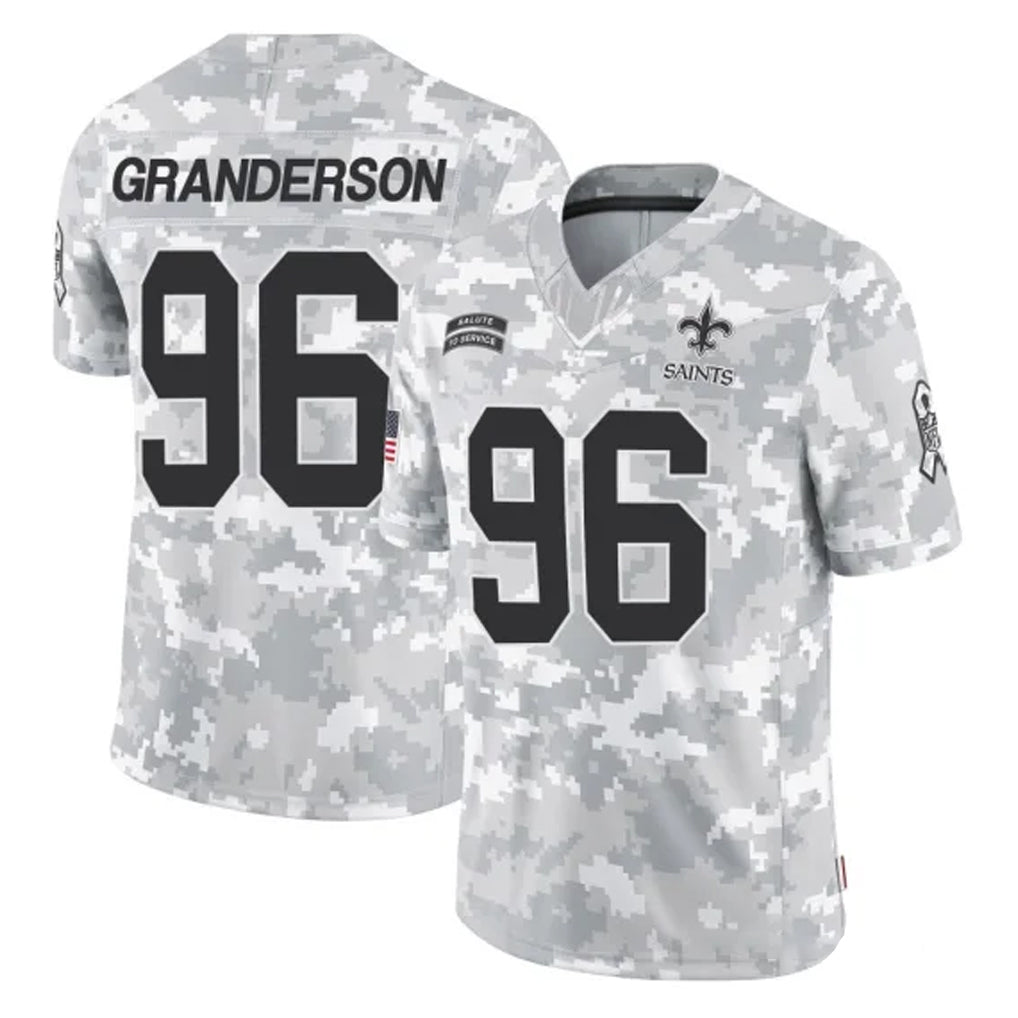 NO.Saints #96 Carl Granderson Player Arctic Camo Salute To Service Limited Game Gdoa Stitched Jerseys