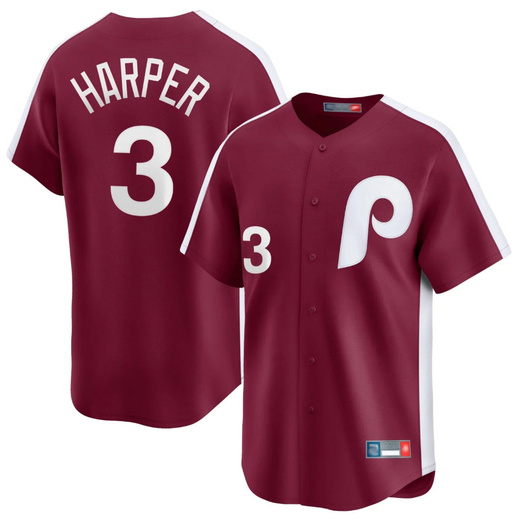 P.Phillies #3 Bryce Harper Player Red Cooperstown Collection Limited Home Fdoa Stitched Jerseys