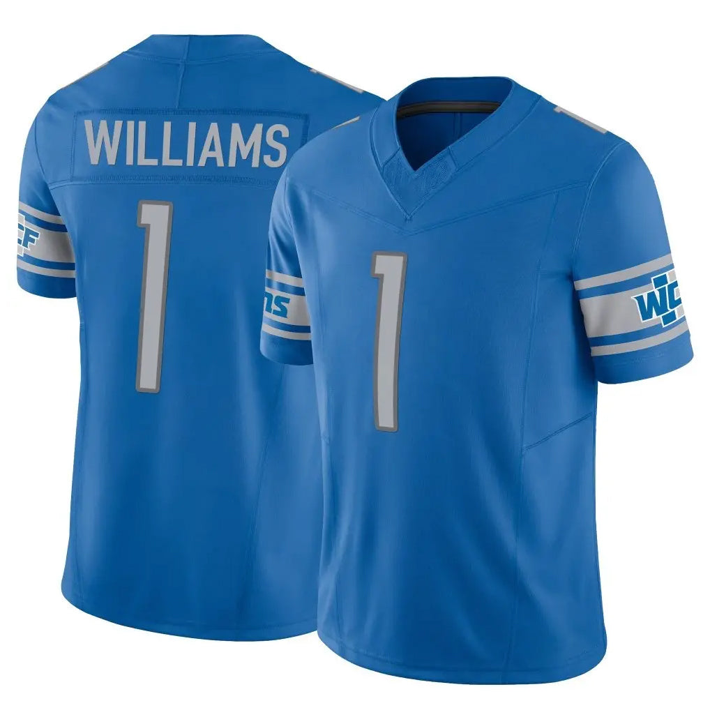 D.Lions #1 Jameson Williams Player Blue Vapor F.U.S.E. Limited Home Game Gdoa Stitched Jerseys