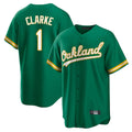 Athletics #1 Denzel Clarke Player Kelly Green Home Game Gdoa Stitched Jerseys