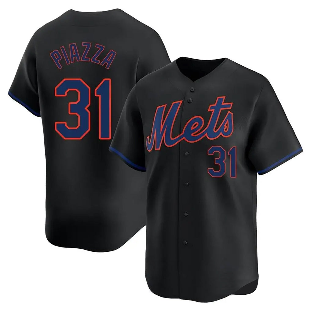 NY.Mets #31 Mike Piazza Player Black Alternate Home Limited Fdoa Stitched Jerseys