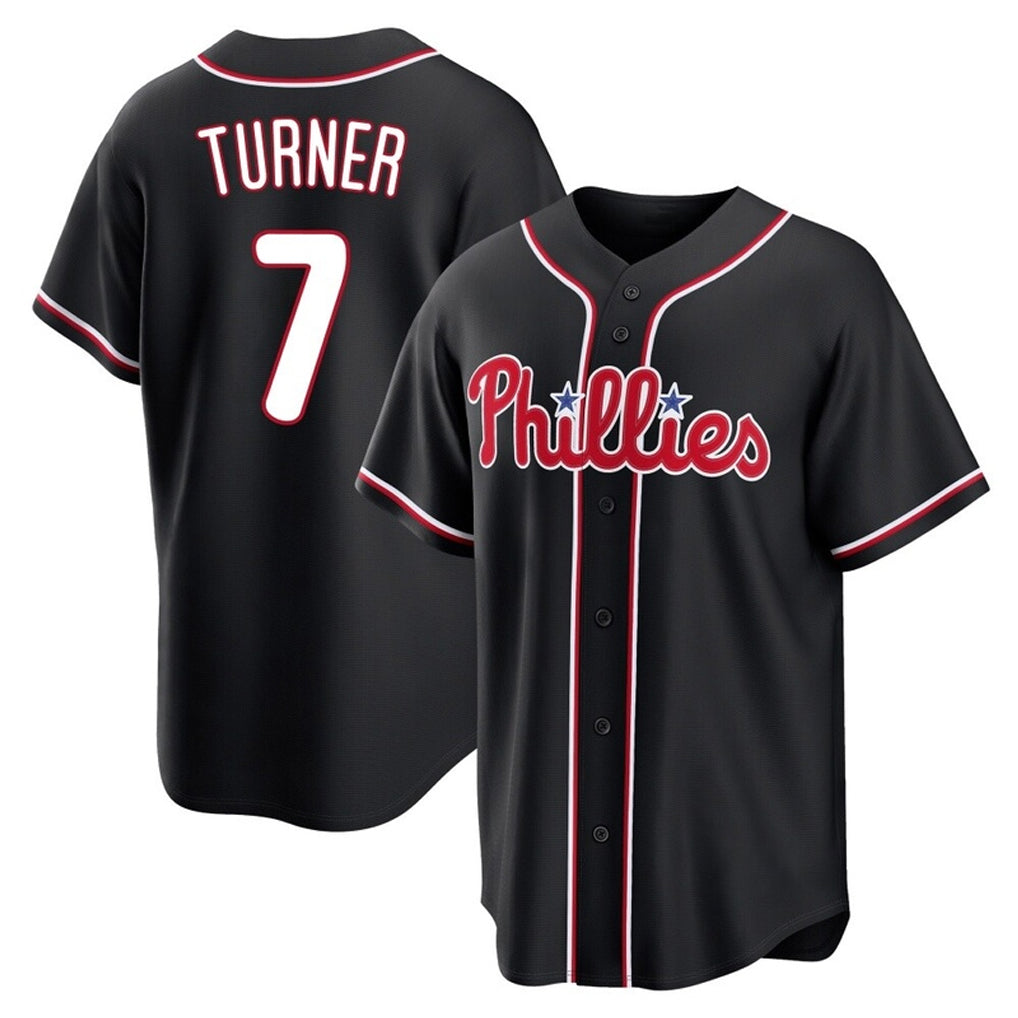 P.Phillies #7 Trea Turner Player Black Fashion Out Home Game Fdoa Stitched Jerseys