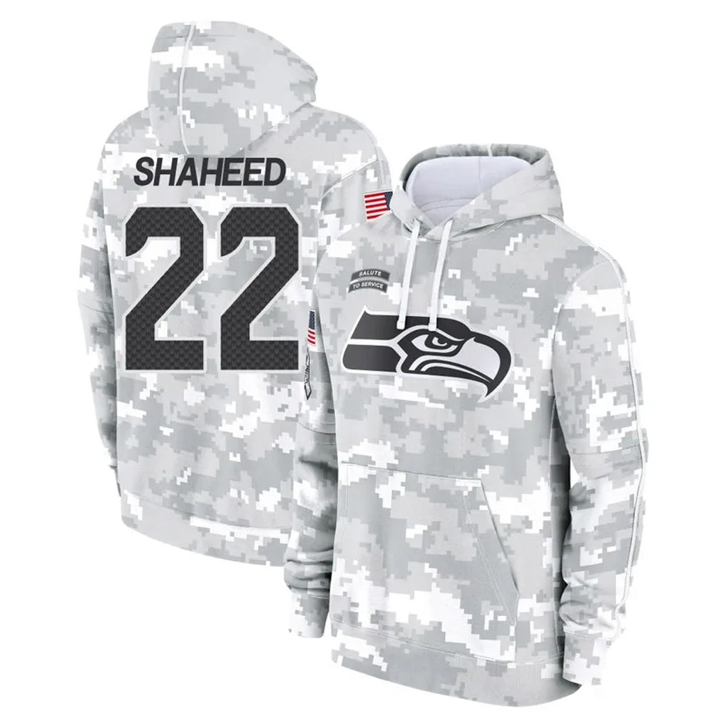 S.Seahawks #22 Rashid Shaheed Player Arctic Camo Limited Salute to Service Pullover Hoodies Game Gdoa Stitched Jerseys