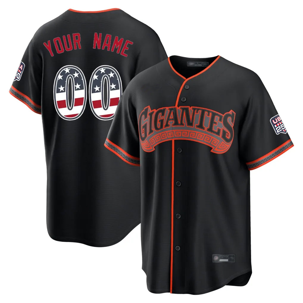 Custom SF.Giants Black Alternate USA 250 Fourth of July Limited Home Game Any Name & Number Gdoa Stitched Jerseys