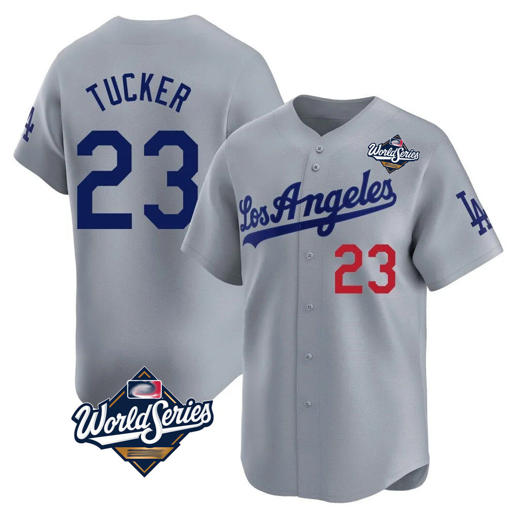 LA.Dodgers #23 Kyle Tucker Player Gray World Series Limited Home Fdoa Stitched Jerseys