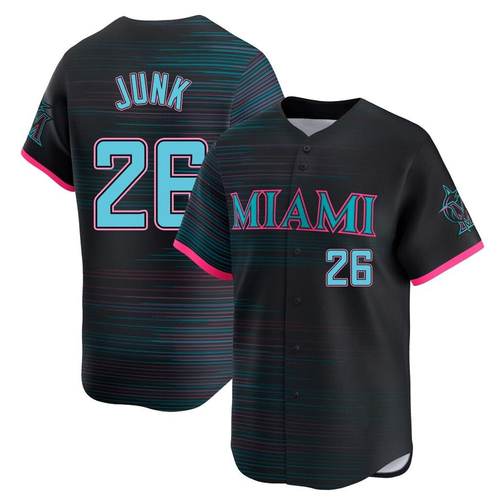M.Marlins #26 Janson Junk Player Black City Connect Home Limited Fdoa Stitched Jerseys