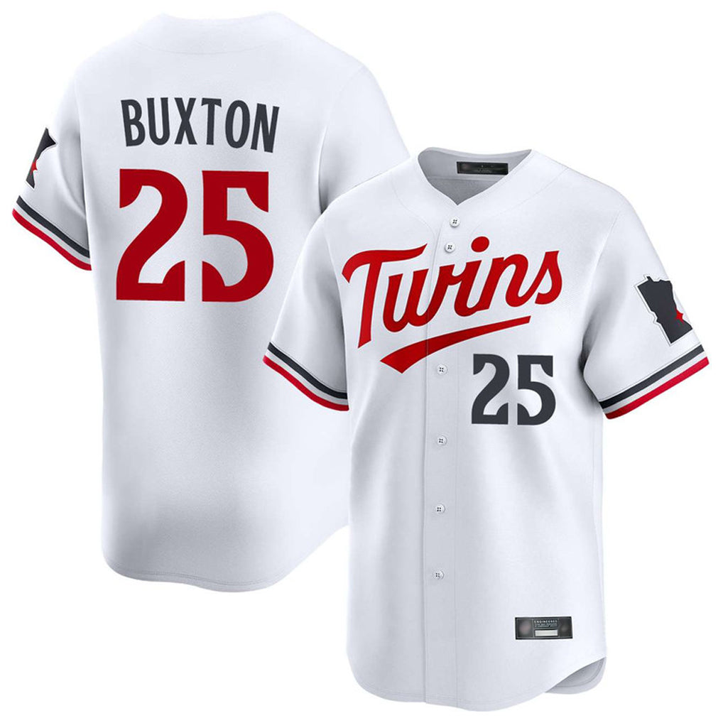 M.Twins #25 Byron Buxton Player White Home Limited Fdoa Stitched Jerseys