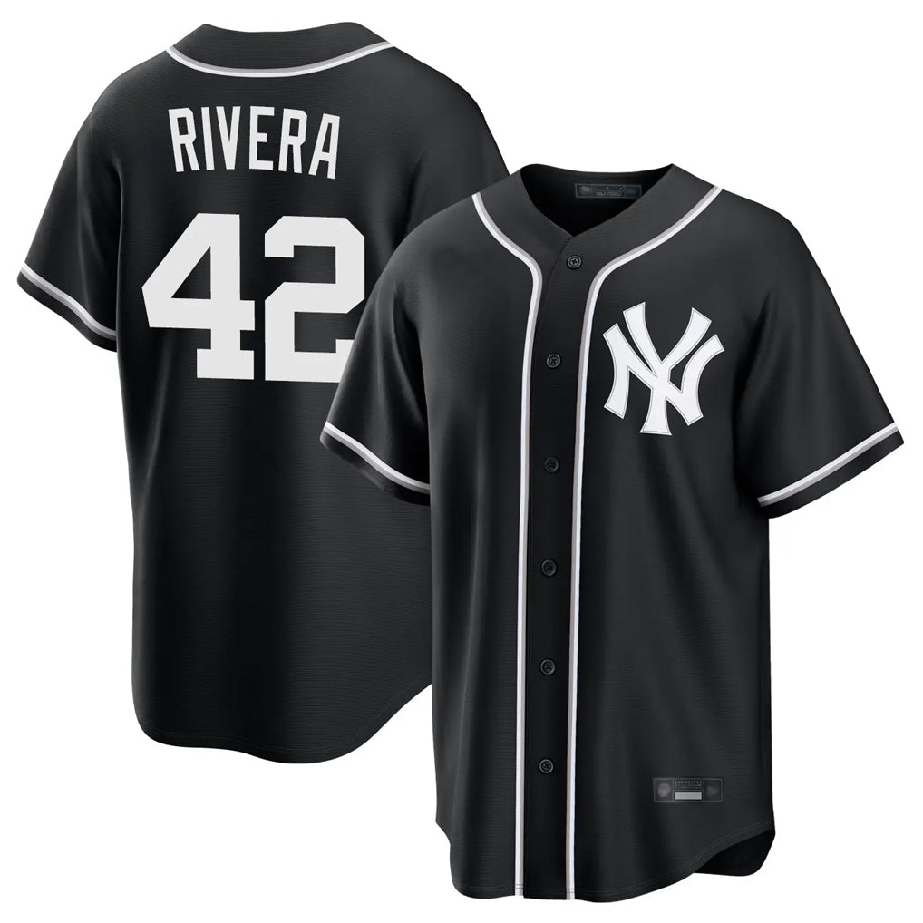 NY.Yankees #42 Mariano Rivera Player Black Out Game Home Fdoa Stitched Jerseys